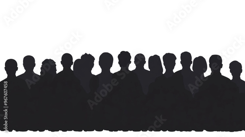 Crowd silhouettes isolated on transparent background