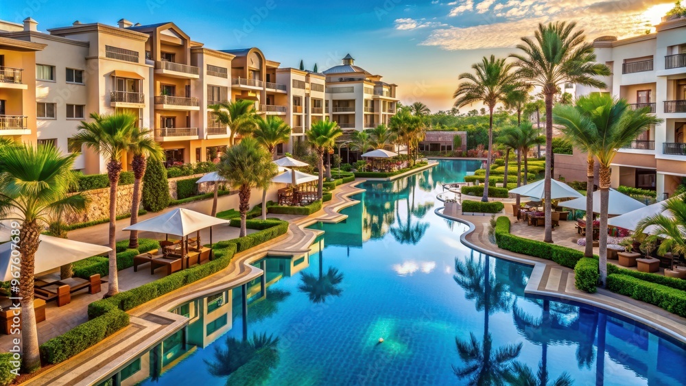 Luxurious resort within a larger resort featuring exclusive amenities and services, exclusive, upscale, accommodations Luxurious resort within a larger resort featuring exclusive amenities and services, exclusive, upscale, accommodations