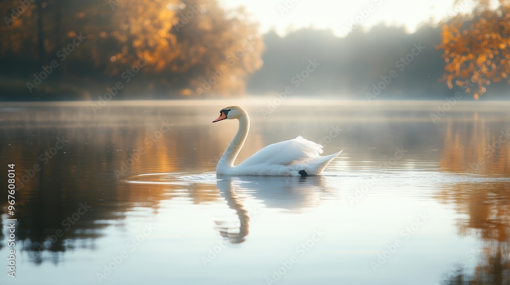 Fototapeta premium A Swan in the Misty Morning