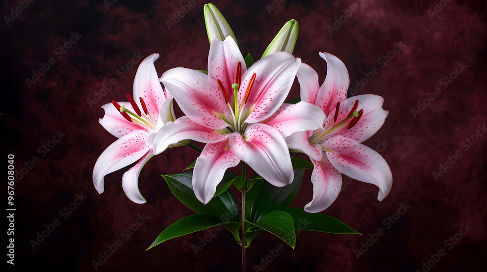 Fototapeta premium Set Elegant Blooming Lilies With Buds Cut Out