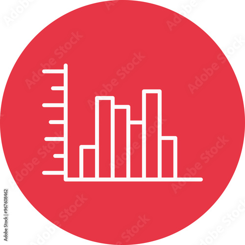 Histogram line circle icon