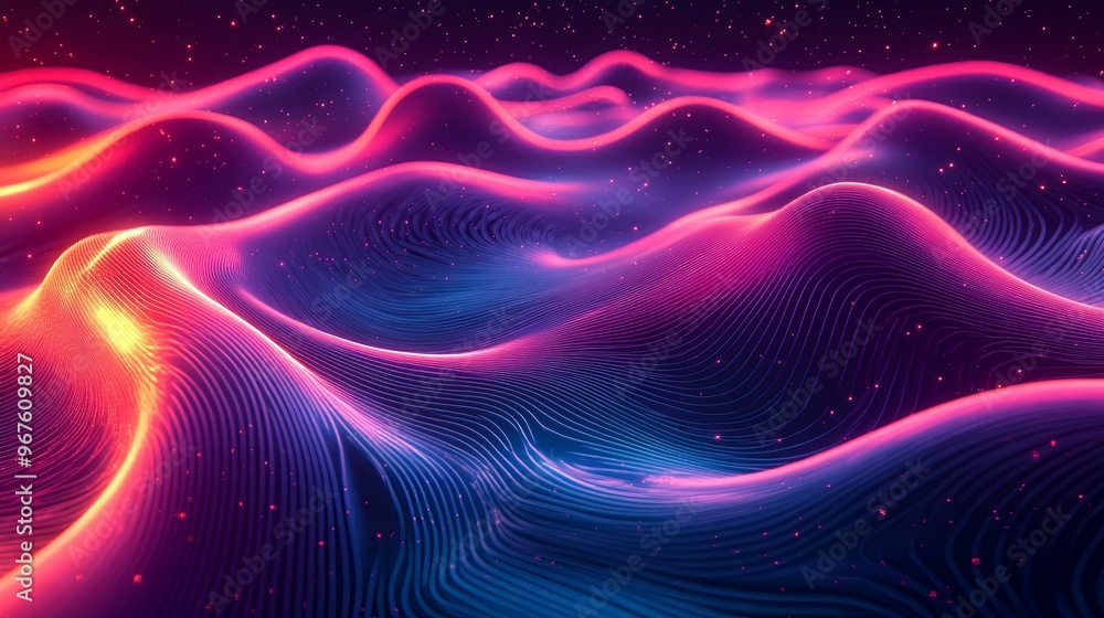 Abstract Wavy Lines with Pink and Blue Glow Abstract Wavy Lines with Pink and Blue Glow