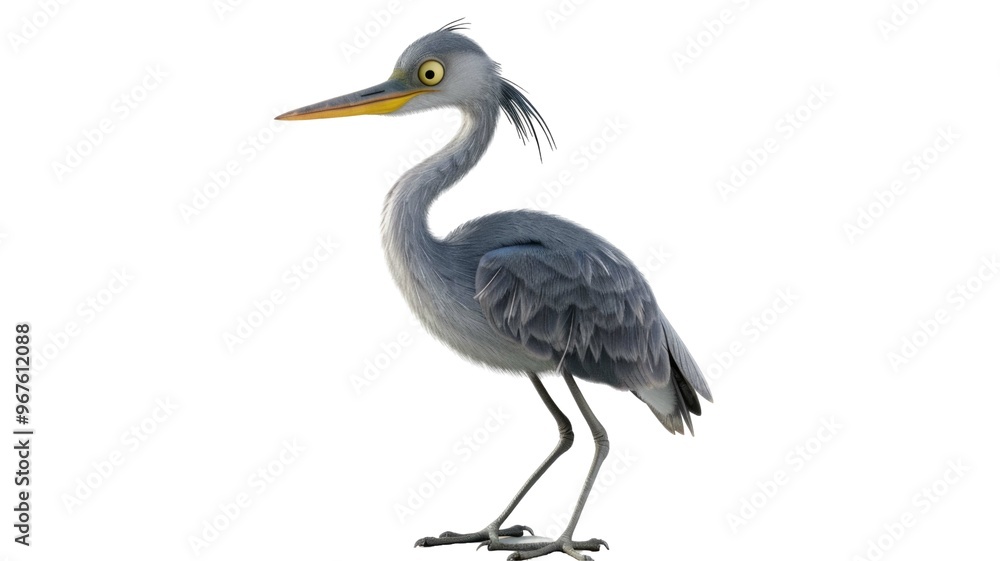 Fototapeta premium Heron Bird Isolated in Standing Pose Png.