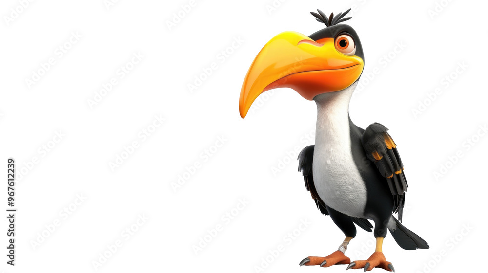 Fototapeta premium Adorable Toucan Bird Character on Png Background.