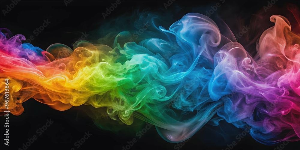 Obraz premium Abstract swirls of vibrant colored smoke creating a mesmerizing art background, colorful, abstract, vibrant, smoke, art