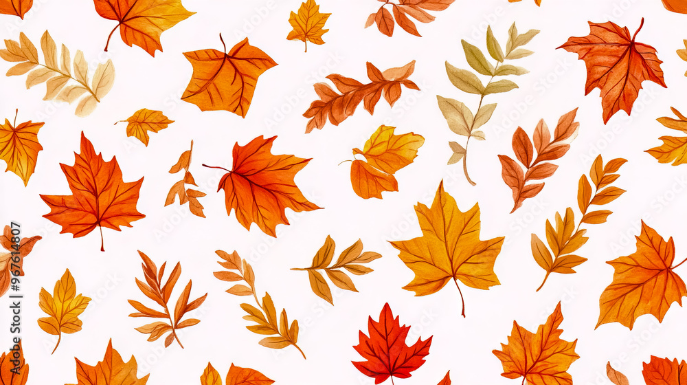 Autumn gift wrap pattern, printable, plain background, autumn leaves. Autumn gift wrap pattern, printable, plain background, autumn leaves.