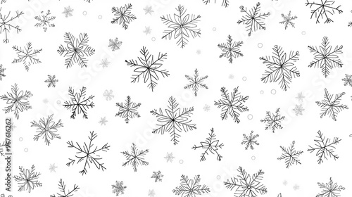 A snowflake pattern is drawn in black and white.