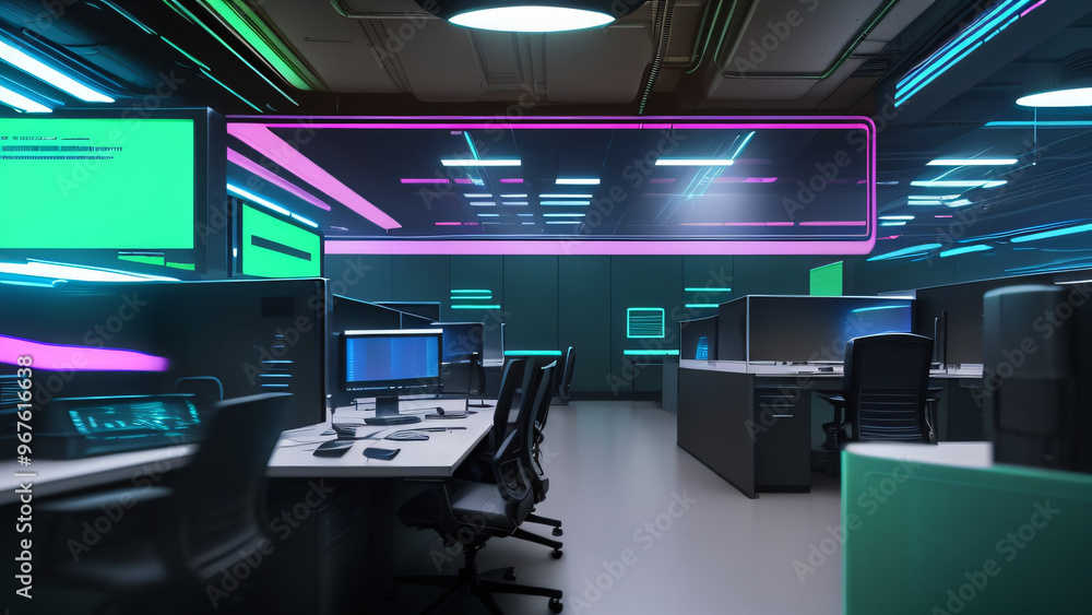 Futuristic modern office technology layout AI future Futuristic modern office technology layout AI future