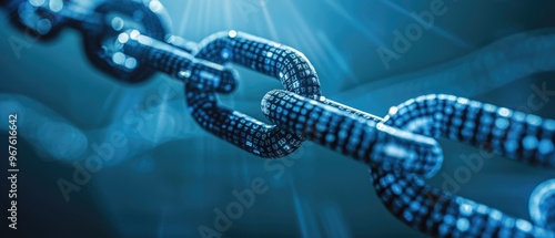 A chain of links with a blue background photo