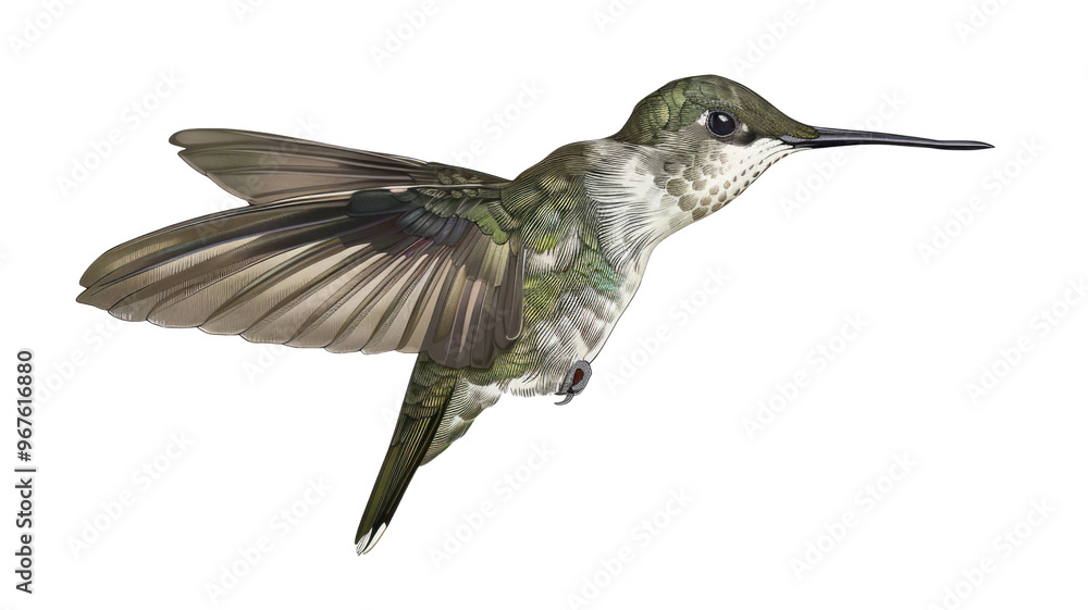 Obraz premium Flying Colorful Hummingbird Isolated on Png Background.
