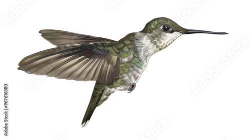 Flying Colorful Hummingbird Isolated on Png Background.