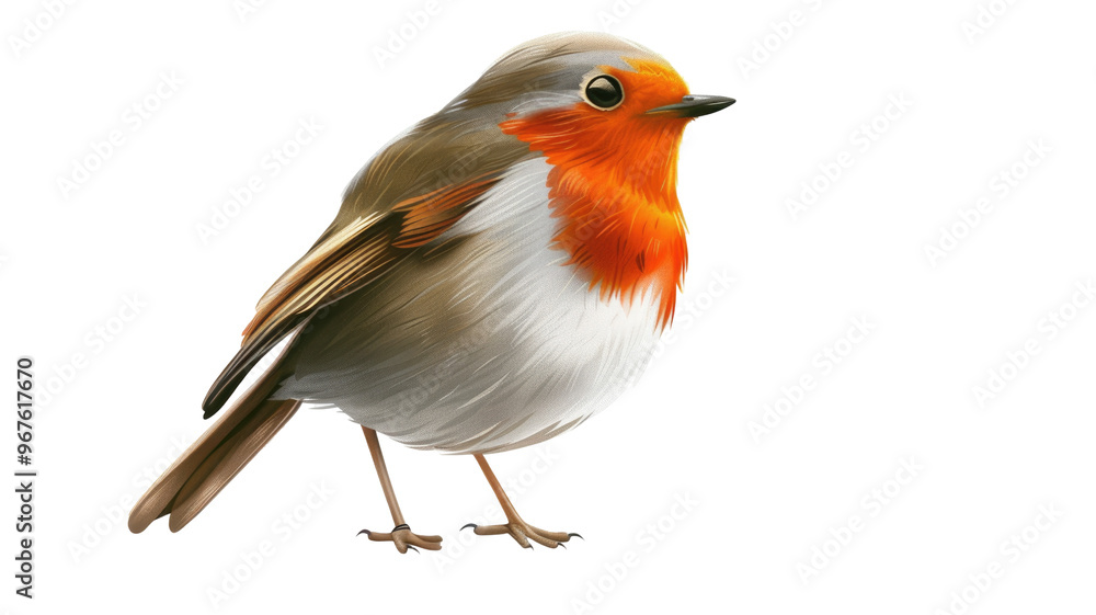 Fototapeta premium Robin Redbreast Bird Isolated on Png Background.