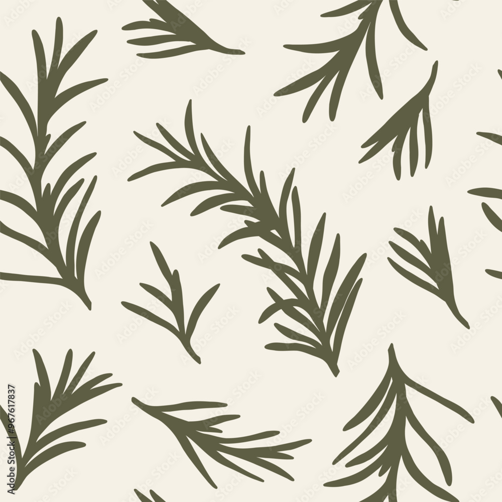 Flat vector rosemary branch seamless pattern Flat vector rosemary branch seamless pattern