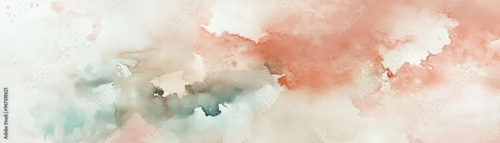 Obraz premium Abstract watercolor texture with soft hues of peach, teal, and cream. Ideal for backgrounds, art projects, and serene designs.
