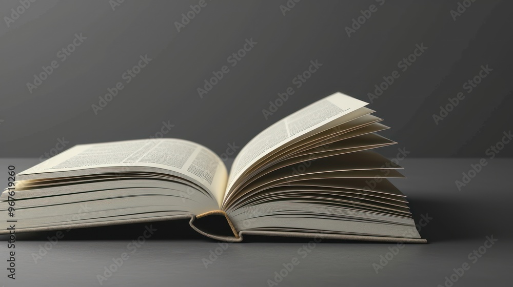 Fototapeta premium Open book side view mockup. Realistic flipping pages, education, paper, open, literature, nature, imagination, read, page, creative, ecology, environment, travel, vacation.