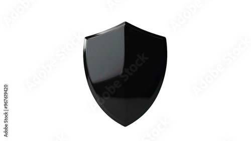 Security and protection brass metal shield 3d rendering isolated on png background. photo