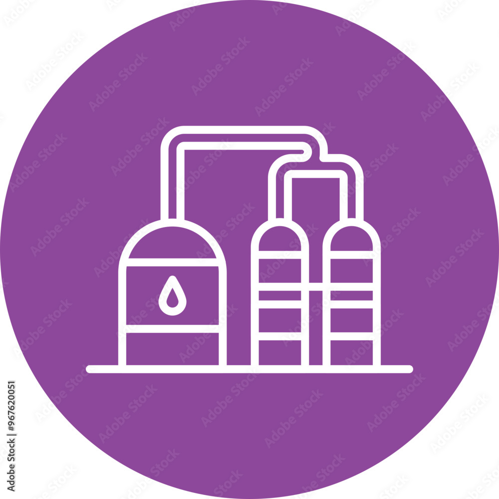 Distillation line circle icon