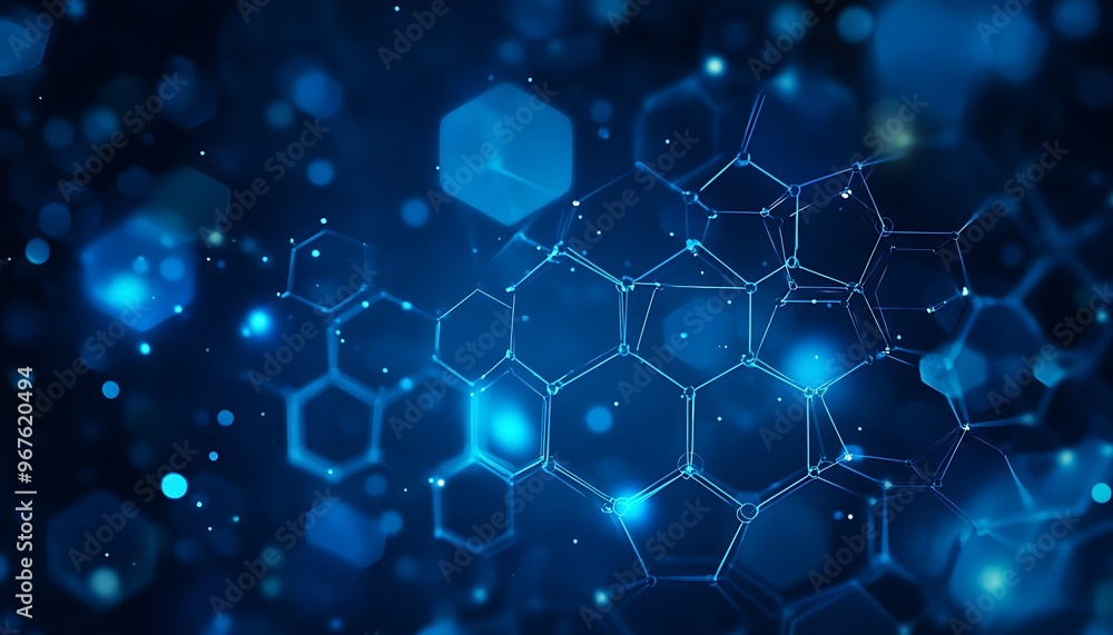 Abstract blue background with hexagon patterns and glowing lights for technology or science concept
Abstract blue background with hexagon patterns and glowing lights for technology or science concept