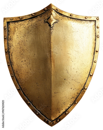 PNG Golden medieval shield with rivets photo