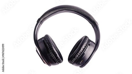 Wireless Headphone Isolated PNG in Black Color.