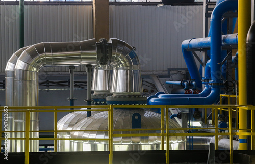 Modern chemical industry equipment and pipelines in the fertilizer production factory