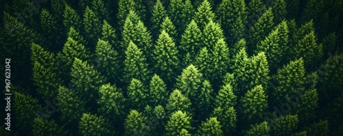 Aerial View of Lush Green Pine Forest Canopy