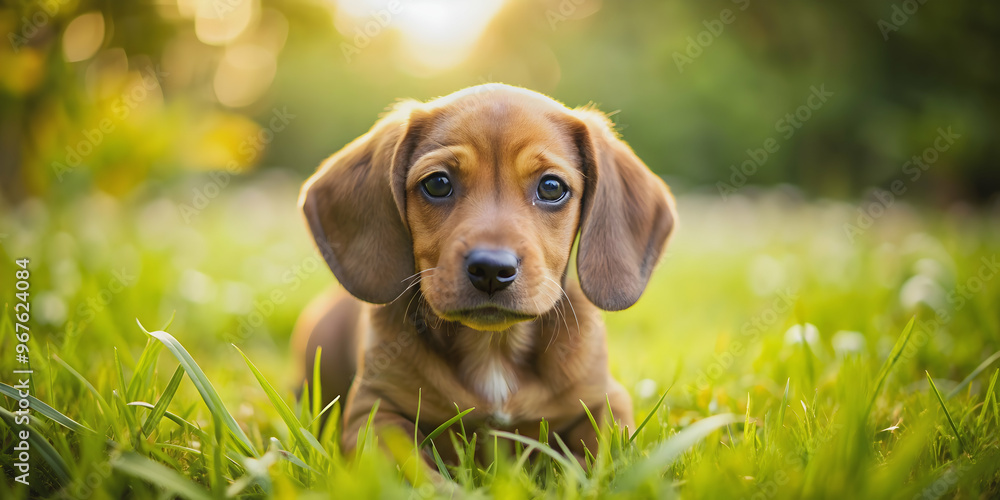 Adorable brown puppy with floppy ears playing in the grass, puppy, cute, brown, dog, pet, animal, adorable, playful, fluffy, small Adorable brown puppy with floppy ears playing in the grass, puppy, cute, brown, dog, pet, animal, adorable, playful, fluffy, small