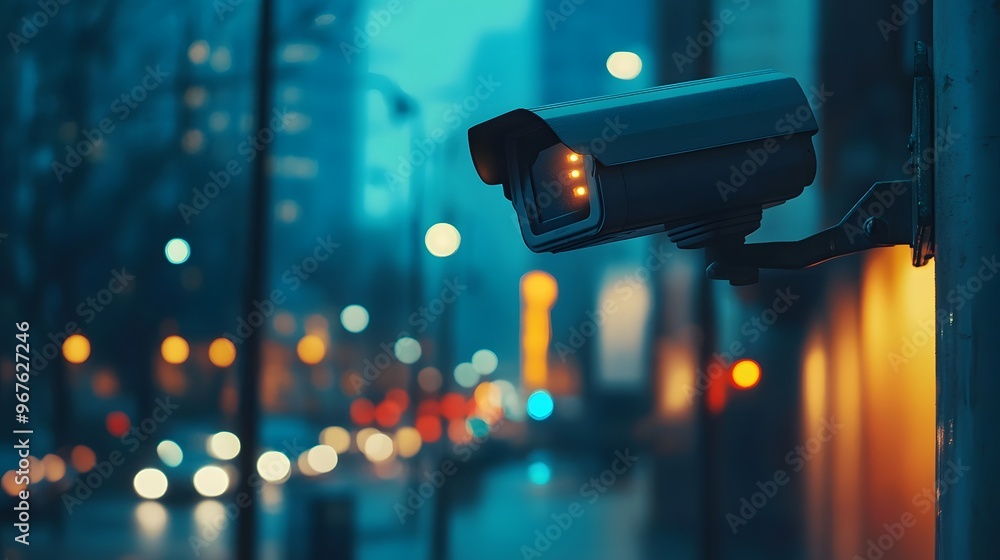 Security Camera on City Street at Night Security Camera on City Street at Night