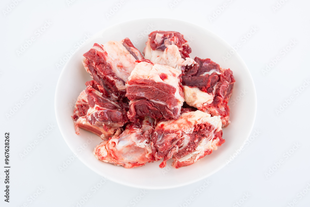 A plate of fresh beef ribs A plate of fresh beef ribs