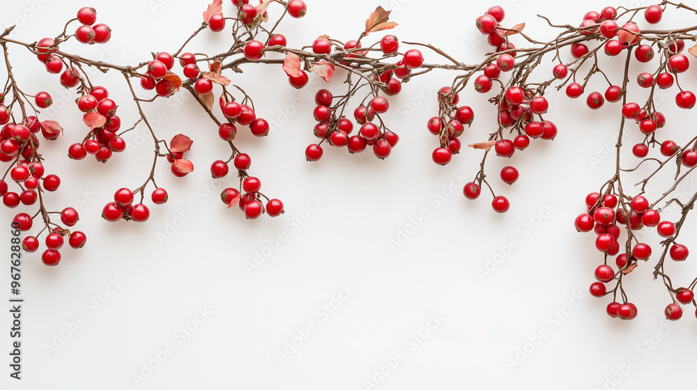Stylish red berry branch arranged on a clean background for decorative purposes Stylish red berry branch arranged on a clean background for decorative purposes