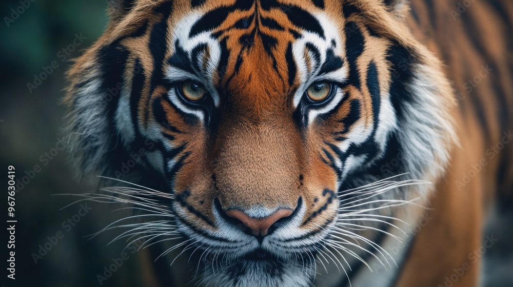 This striking tiger, adorned with vivid orange and black stripes, displays a powerful gaze while surrounded by a rich, green jungle habitat under bright daylight, emphasizing its wild beauty This striking tiger, adorned with vivid orange and black stripes, displays a powerful gaze while surrounded by a rich, green jungle habitat under bright daylight, emphasizing its wild beauty