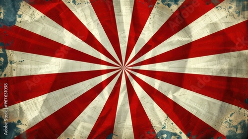 Wallpaper Mural A vintage-style radial pattern featuring alternating red and white stripes, creating a dynamic background effect. Torontodigital.ca