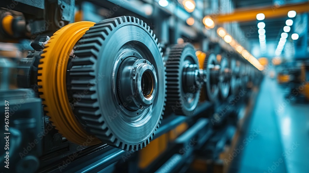 Close-up of a Large Industrial Gear System in a Factory Close-up of a Large Industrial Gear System in a Factory