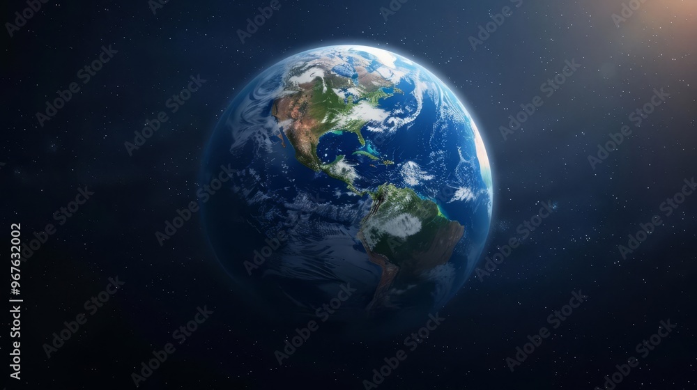 Fototapeta premium A stunning view of Earth from space, showcasing its blue oceans and swirling clouds.