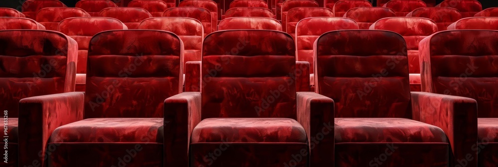 Fototapeta premium Empty red velvet theater seats in a row.