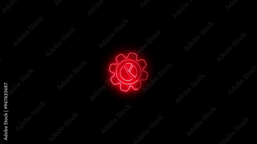 Glowing neon setting icon animation. Glowing neon setting icon animation.