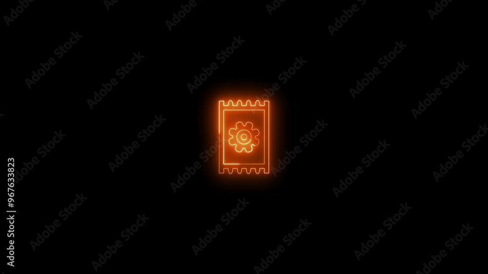 Glowing neon line Browser setting icon isolated on black background. Glowing neon line Browser setting icon isolated on black background.