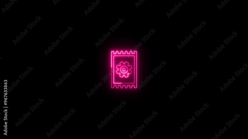 Glowing neon line Browser setting icon isolated on black background. Glowing neon line Browser setting icon isolated on black background.