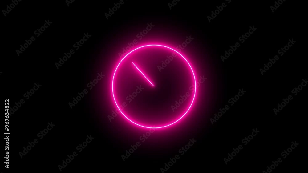 abstract neon wall clock icon animation 4k. 12 hour loop. neon clock. abstract neon wall clock icon animation 4k. 12 hour loop. neon clock.
