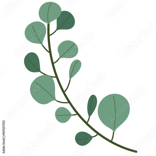 plants in simple flat design. Tropical leaves and isolated on white background illustration.