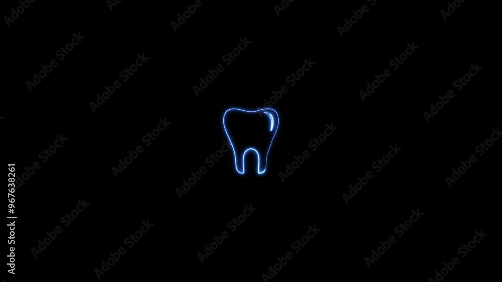 A neon tooth animation on a black background. A neon tooth animation on a black background.