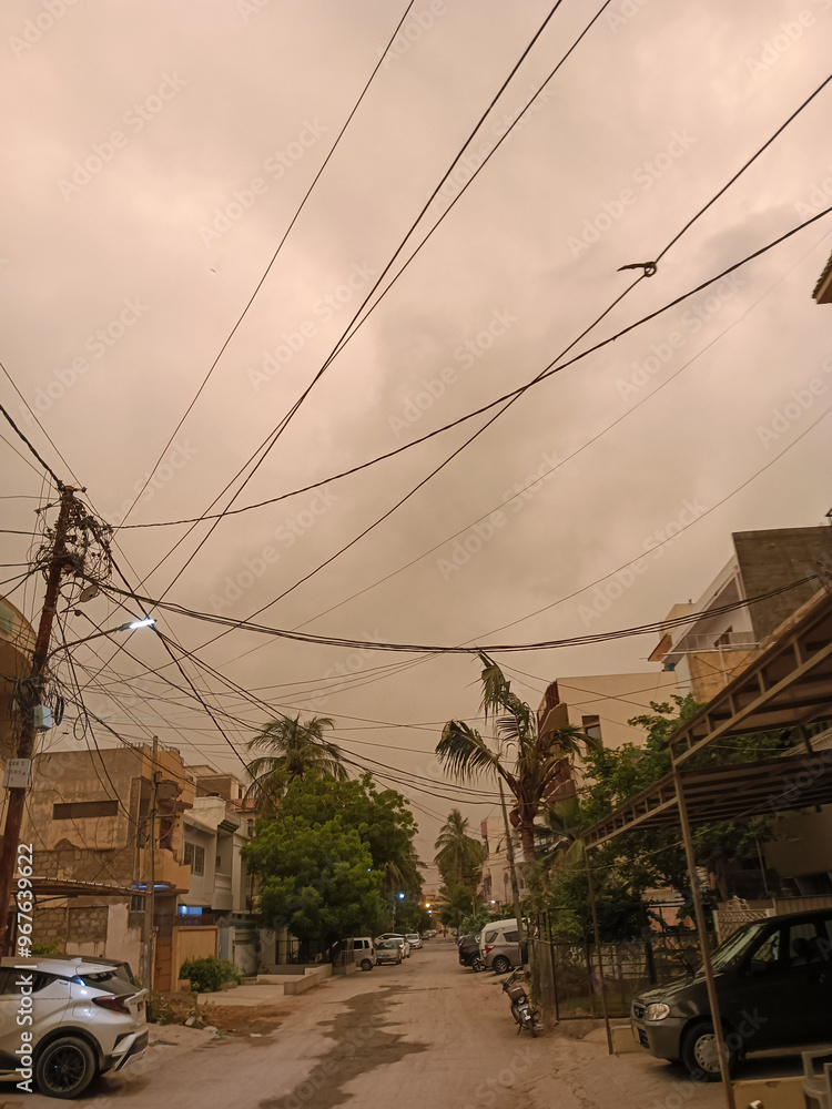 Cloudy Street View in Karachi Suburb Cloudy Street View in Karachi Suburb