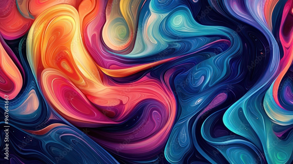 Colorful abstract patterns with vibrant swirls and shapes, creating a visually engaging and non-representational design Colorful abstract patterns with vibrant swirls and shapes, creating a visually engaging and non-representational design