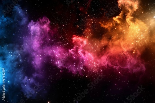 Abstract colorful nebula with stars in deep space.