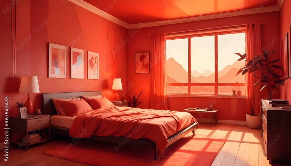 Photo interior modern design room 3d illustration; Photo interior modern design room 3d illustration;