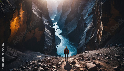 Canyon Arcana in Cloudy Summer: The Adventurer's Jaunt Immersed in Landslide