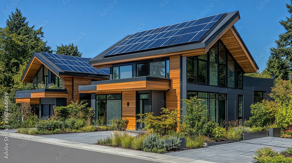 Modern Houses with Solar Panels and Landscaping Modern Houses with Solar Panels and Landscaping
