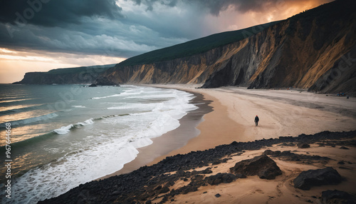 Beach Roams in Cloudy Summer: The Traveler's Tour Surrounded in Landslide