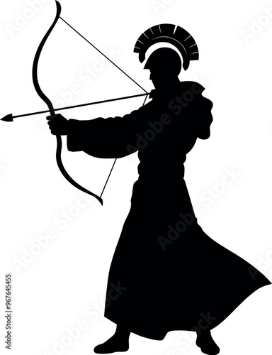 Traditional archer silhouette vector art illustration