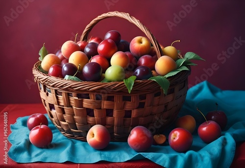 Freshness and variety of healthy fruits on wooden table generated by artificial intelligence